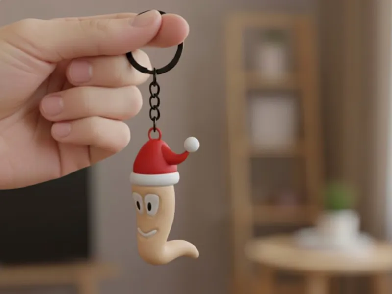 Santa Worms Keychain