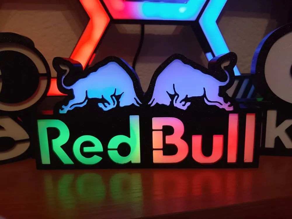 LED Logo / Sign – Red Bull Style RGB Lamp - Free 3D Print Model