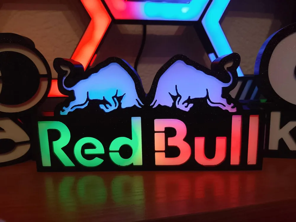 LED Logo / Sign – Red Bull Style RGB Lamp - Free 3D Print Model