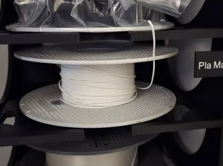 Filament type tag for stackable filament storage