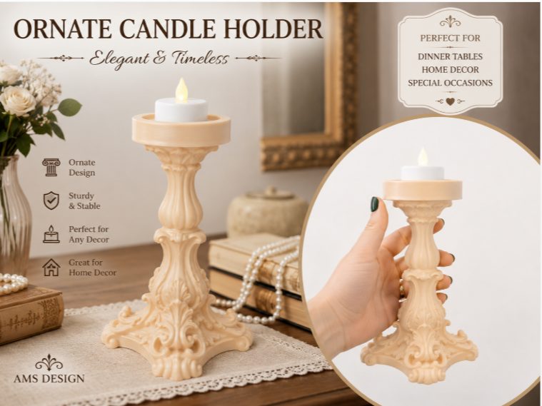 Ornate Victorian LED Candle Holder 3D model