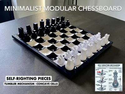 Minimalist Self-Righting Chess Set & Modular Board