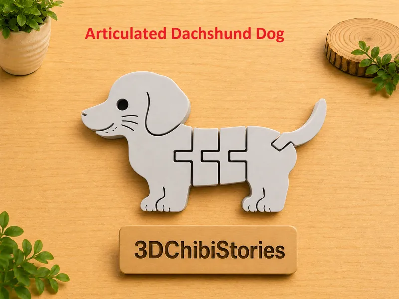 Articulated Dachshund #SingleColor #FreeThePrint