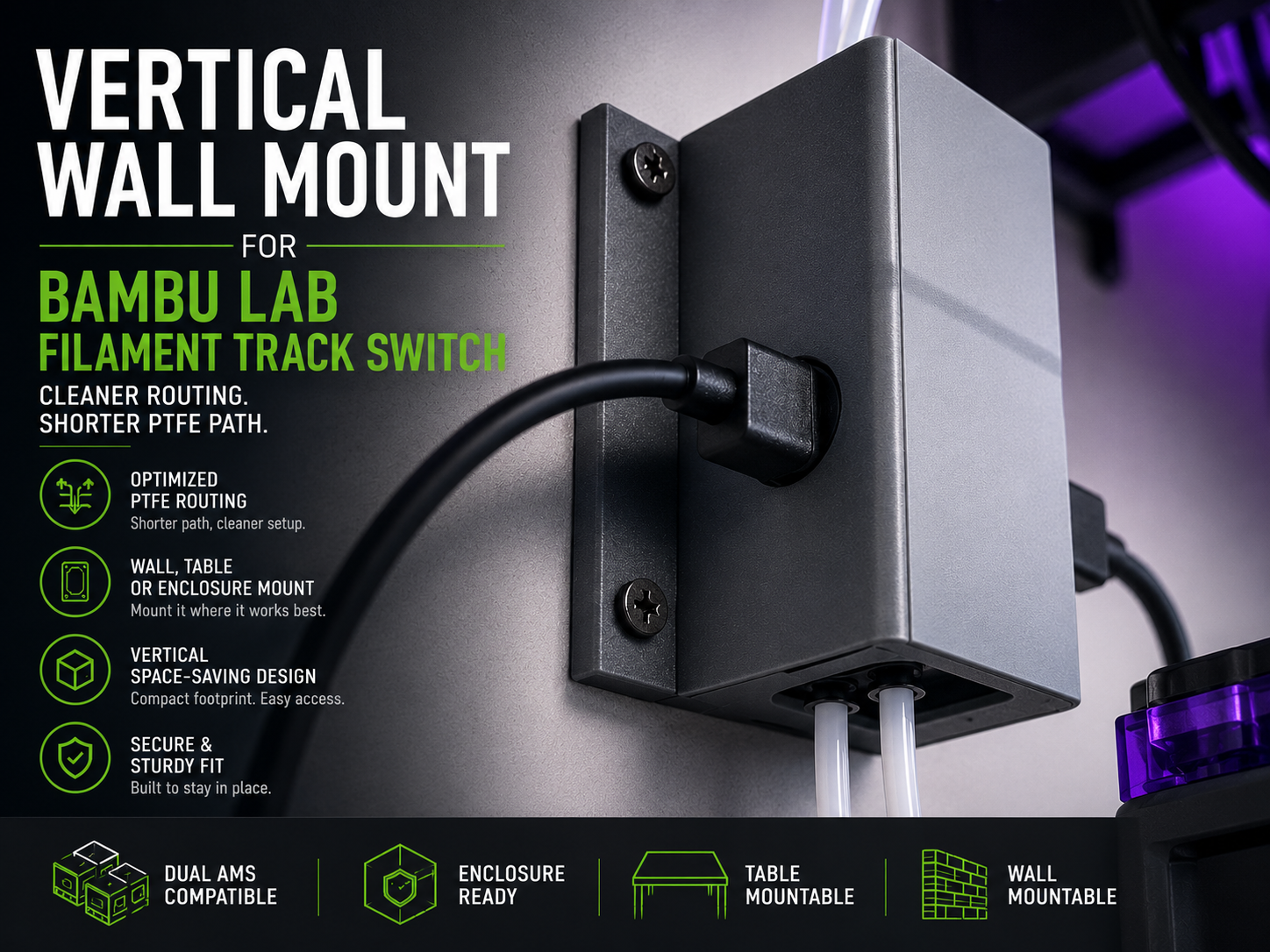 Bambu Filament Track Switch Wall / Table Mount