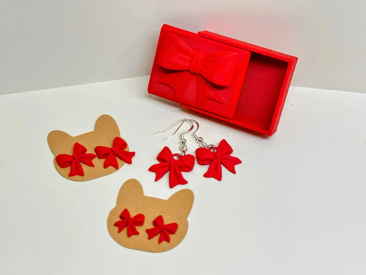 Bow Earrings with gift box Valentine's Day view 3