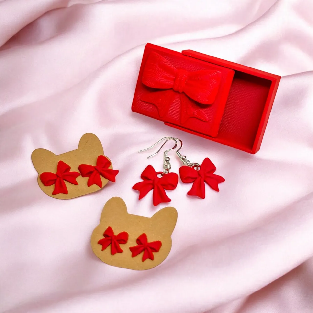Bow Earrings with gift box Valentine's Day view 2