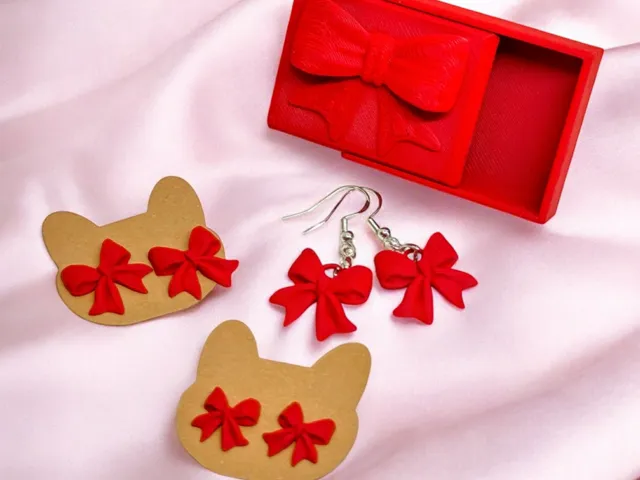 Bow Earrings with gift box Valentine's Day