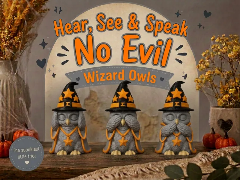 Hear, See & Speak No Evil Wizard Owls