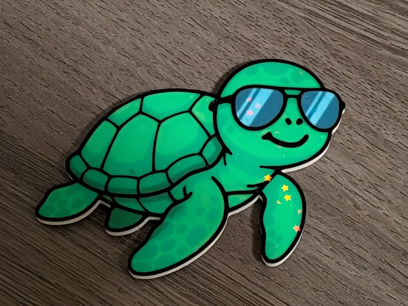 Turtle wearing sunglasses - magnet