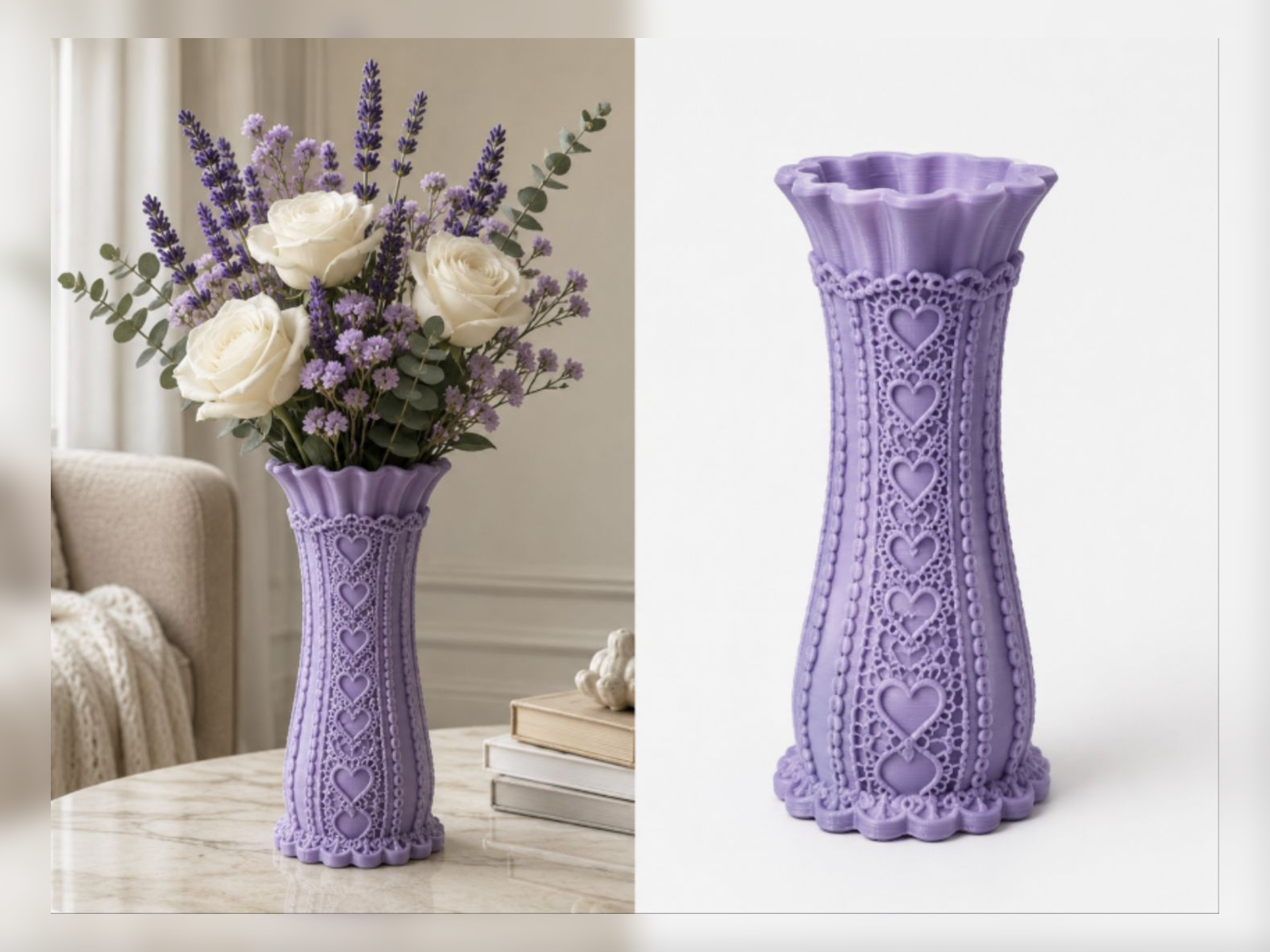 Lavender Lace Column Vase