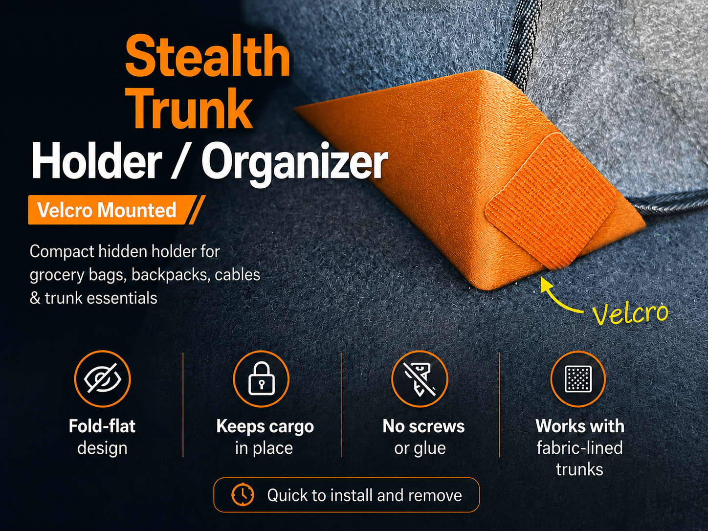 Stealth Trunk Holder / Organizer (Velcro Mounted)