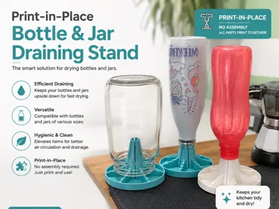 DripDock Print-in-Place Bottle&Jar Draining Stand