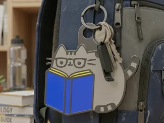 Smart Reading Cat Keychain - Easy Print