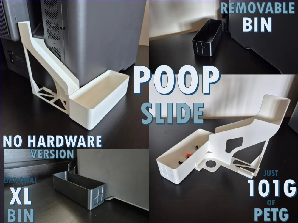 Poop slide for X2D,P2S - lightweight, no hardware - Free 3D Print Model ...