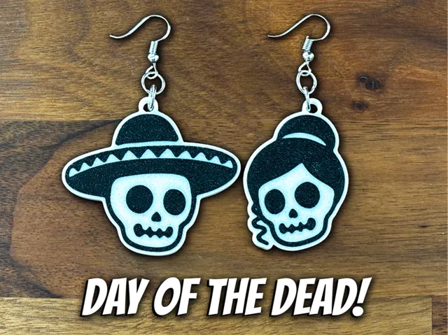 Multicolor Day Of The Dead Halloween Earrings!