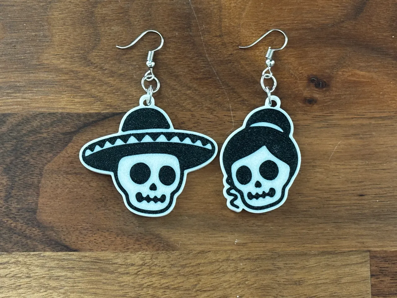 Multicolor Day Of The Dead Halloween Earrings! view 2
