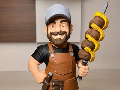 Master griller of the embers - hand-painted 