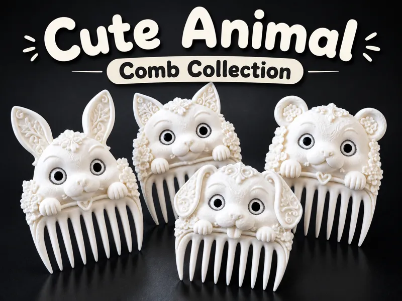 Cute Animal Comb Collection |Printable Hair Combs