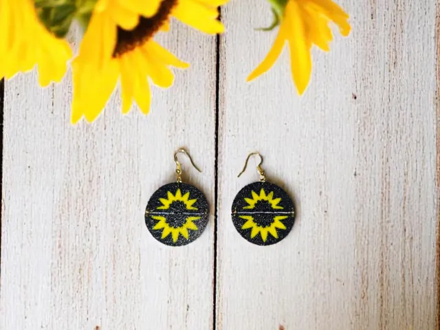 Double mid-sunflower earrings