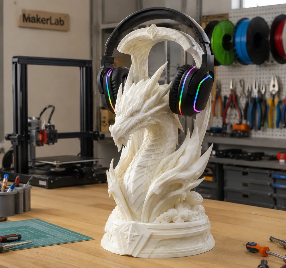 Ancient Dragon Headphone Stand - Free 3D Print Model - MakerWorld