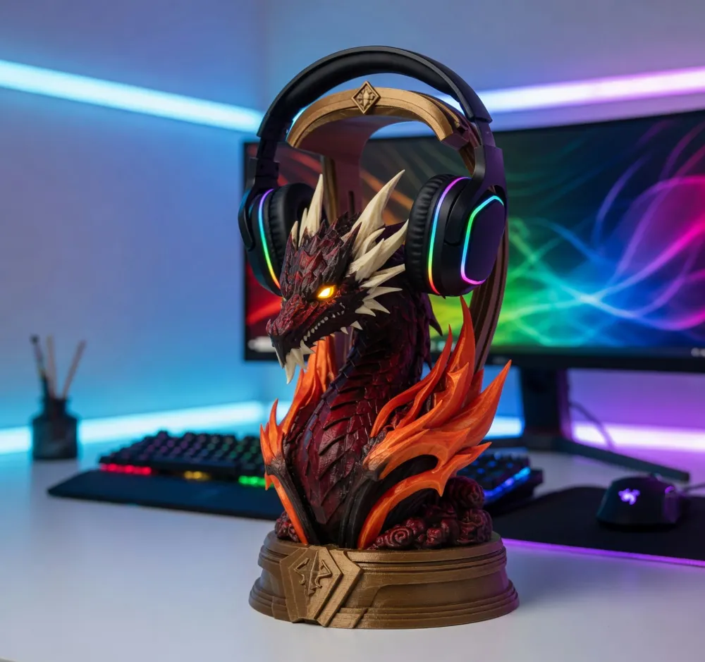 Ancient Dragon Headphone Stand - Free 3D Print Model - MakerWorld