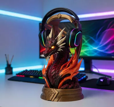 Ancient Dragon Headphone Stand - Free 3D Print Model - MakerWorld