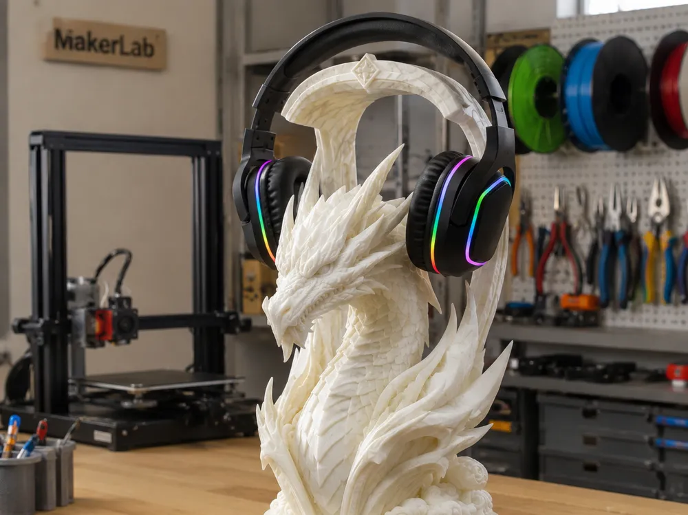 Ancient Dragon Headphone Stand - Free 3D Print Model - MakerWorld