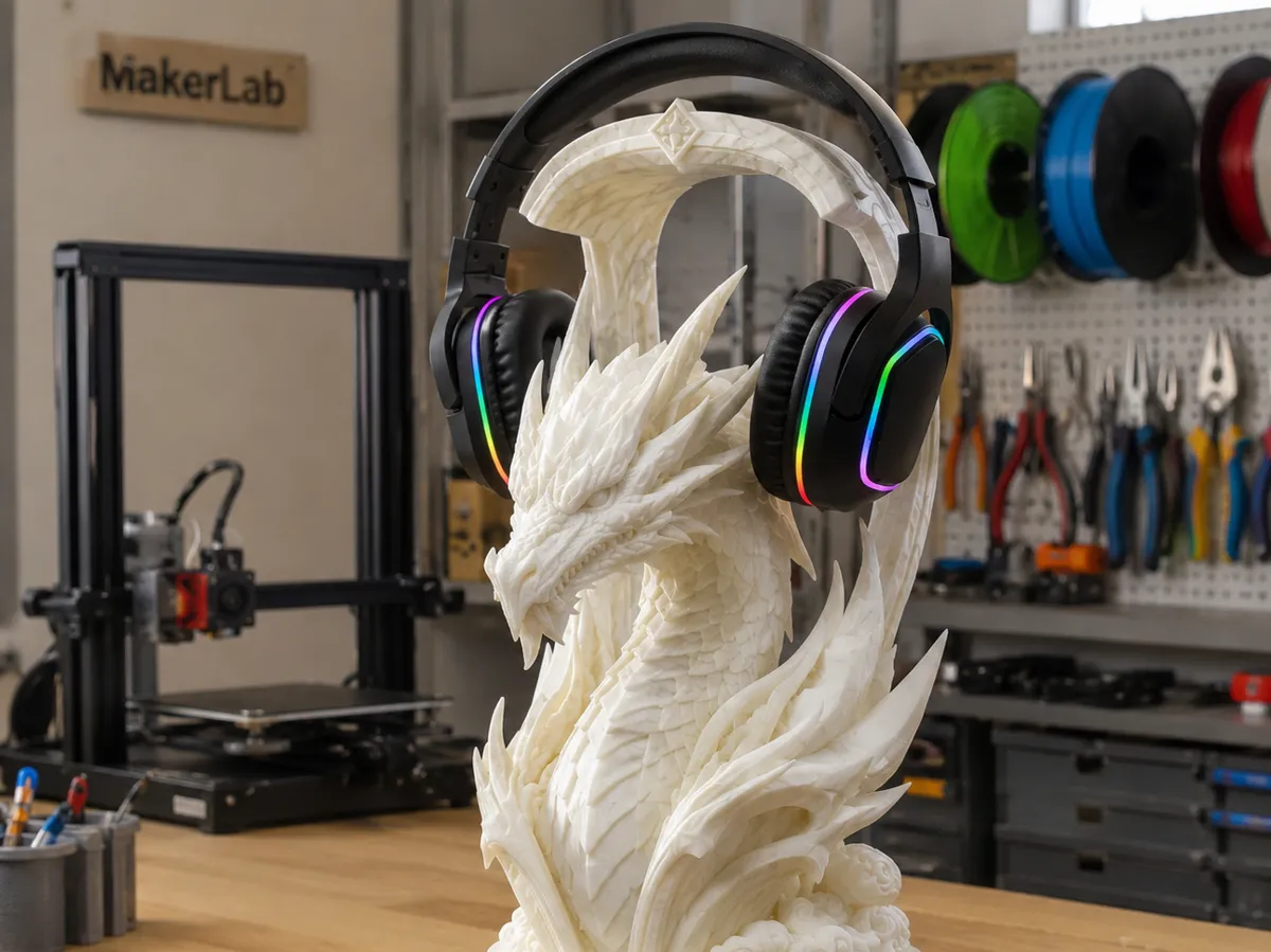 Ancient Dragon Headphone Stand - Free 3D Print Model - MakerWorld