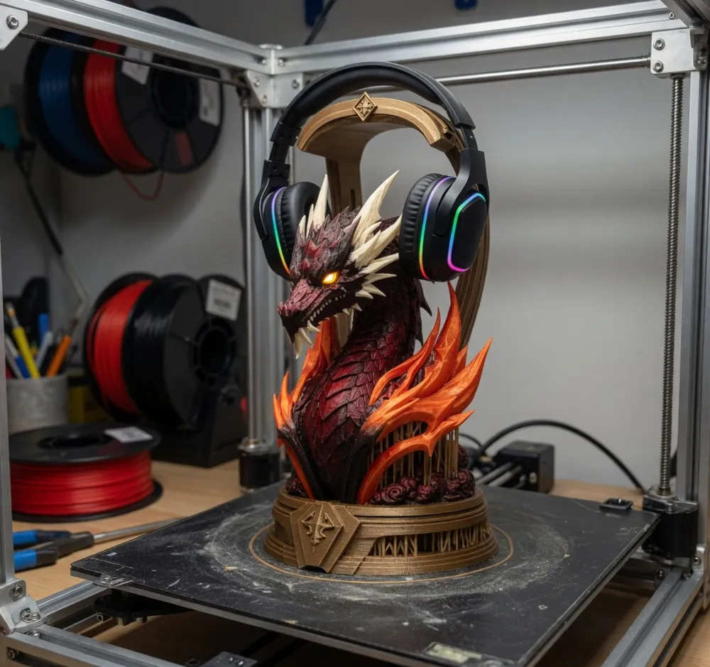 Ancient Dragon Headphone Stand - Free 3D Print Model - MakerWorld