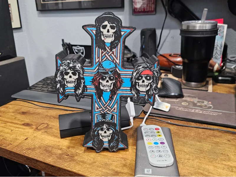 Guns N Roses Cross Lightbox with option for base