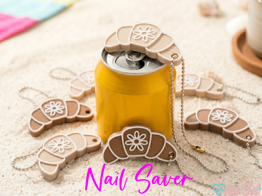 Cute Croissant Can Opener & Nail Saver Keychain