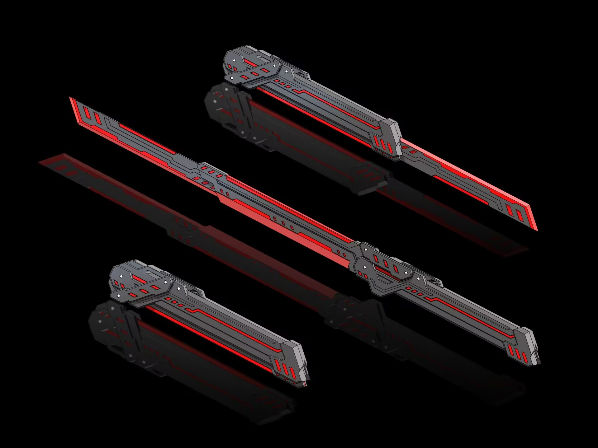 折叠伸缩赛博横刀，多形态变形，无五金【冰岚原创】