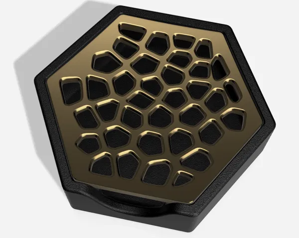 Porte-savon hexagonal avec couvercle, motif Voronoï