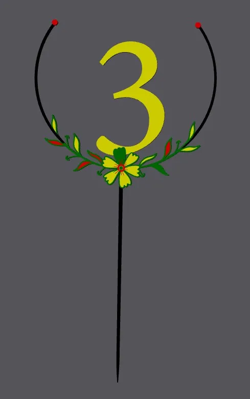 Flower 3y Happy holder for cake