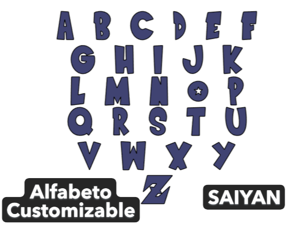Alfabeto 3D Personalizzabile Text 3D – Font SAIYAN