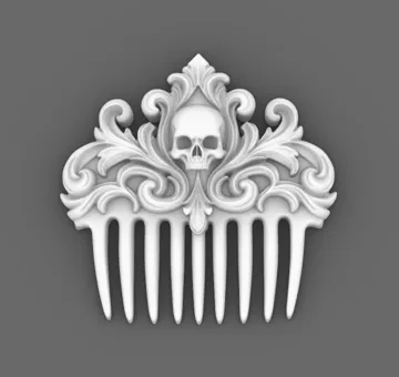 Adorno temático: Goth Baroque Skull Hair Comb for Gothic Bun — vista de referencia 4