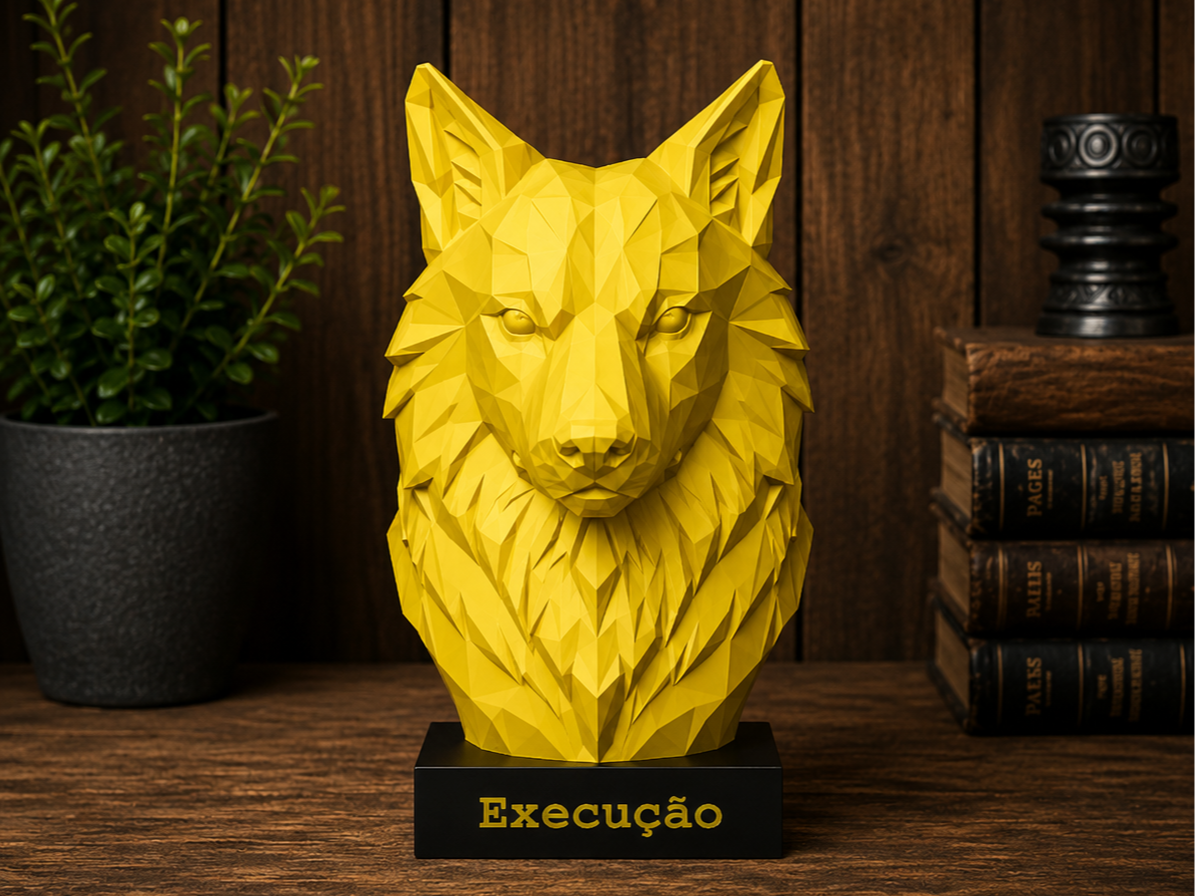 Estátua Lobo Low Poly Execução 3D