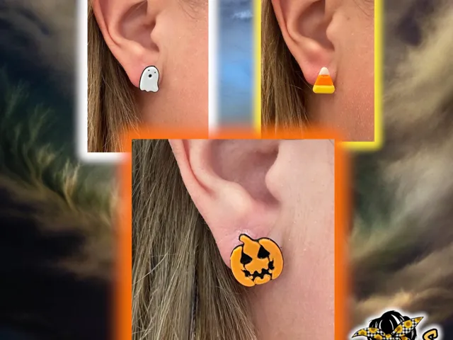 Halloween Studded earrings with Pumpkin holder