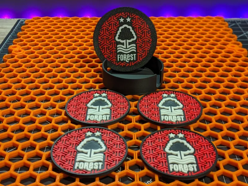 Nottingham forest coasters with matching case