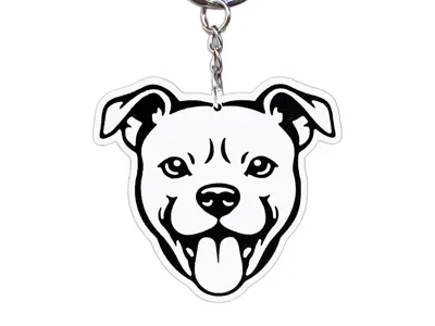 Pitbull Dog Face Keychain