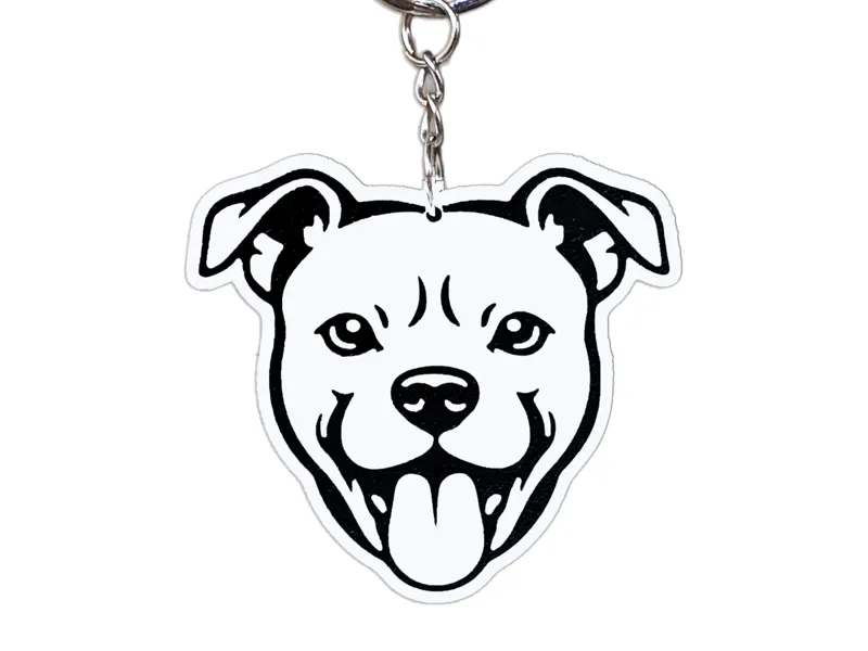 Pitbull Dog Face Keychain