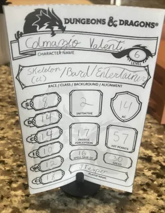 DnD Mini Character Sheet Stand