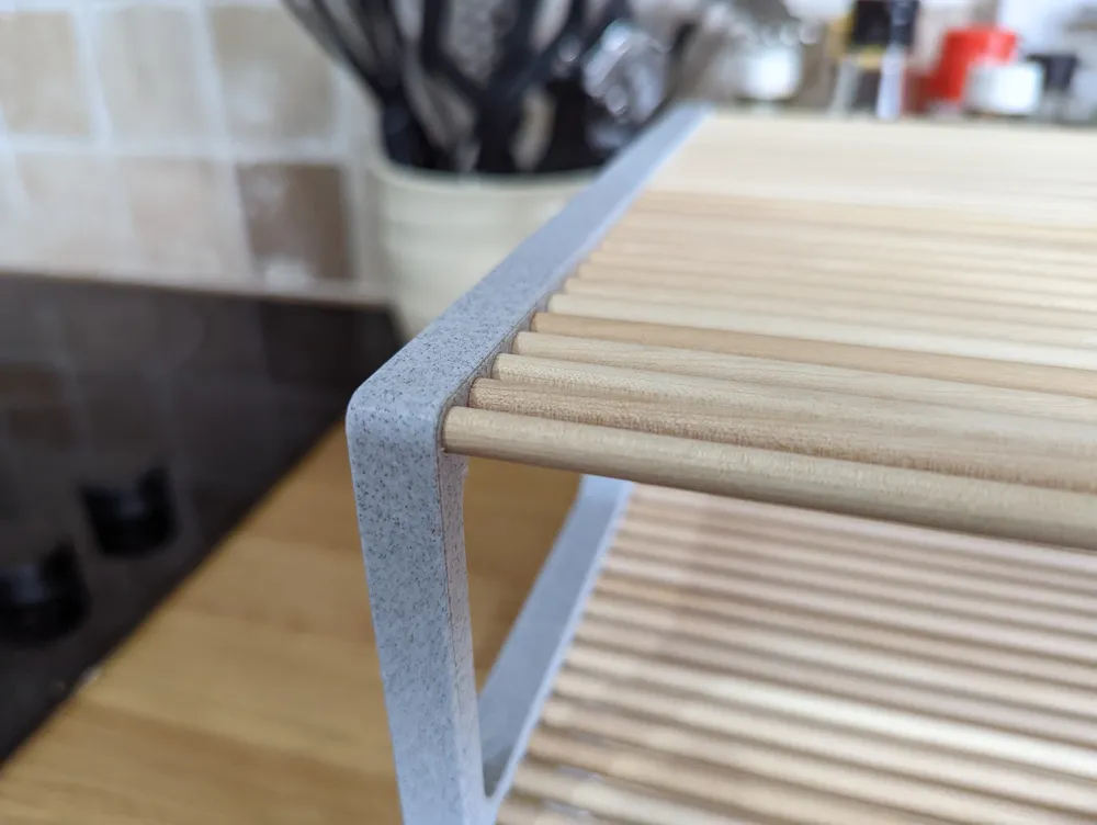 Wooden dowel shelf (Great for kitchens or offices alike) by ByteSlinger MakerWorld