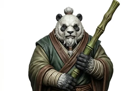 Chinese Panda Monk - Eastern Fantasy Miniature
