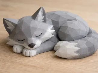Low Poly Sleeping Wolf