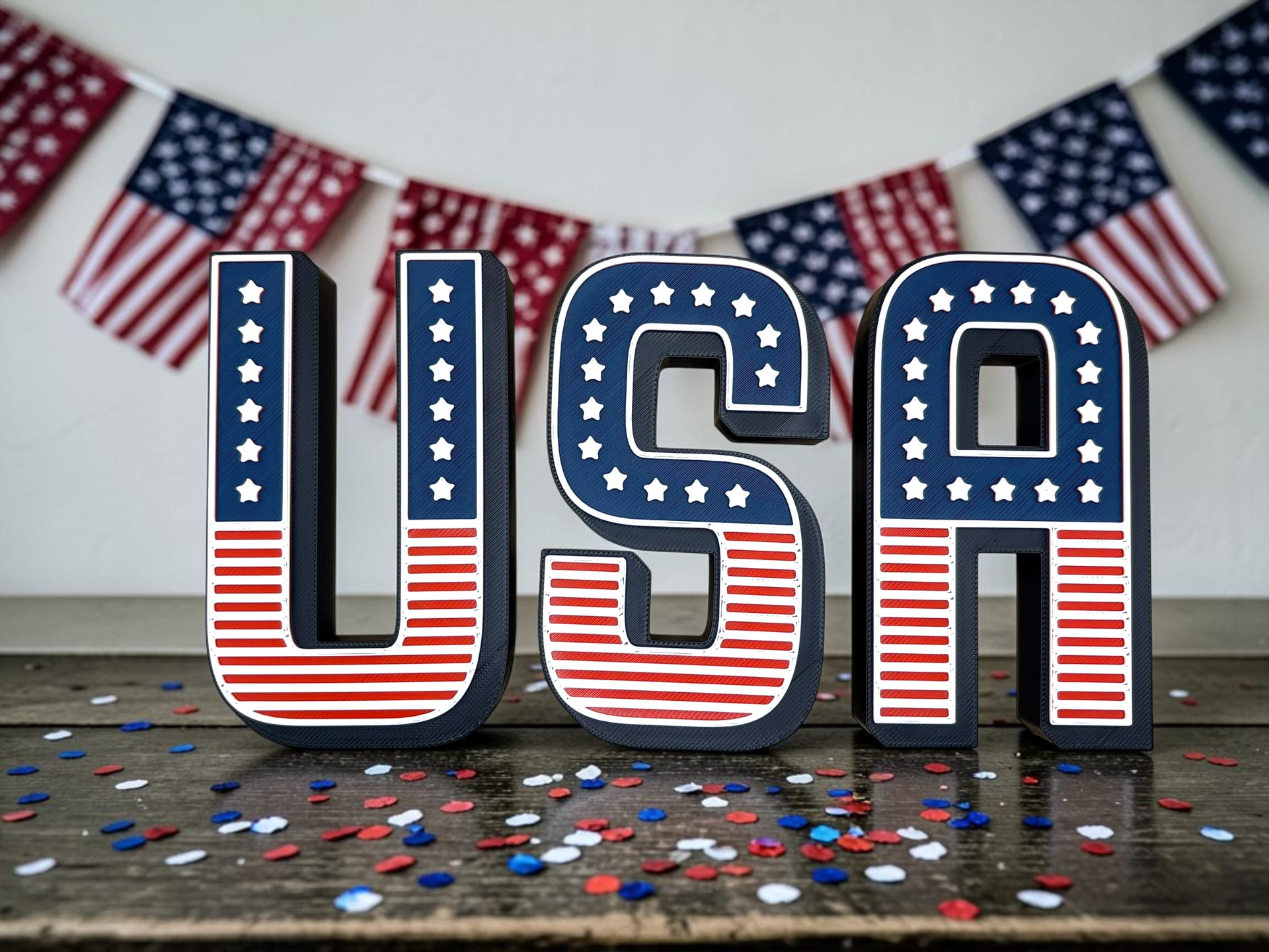 USA Patriotic Shelf Sign Letters