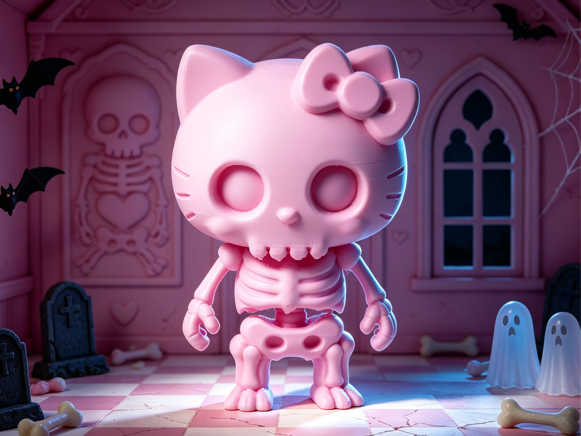 可爱hello Kitty骷髅骨架 - 1