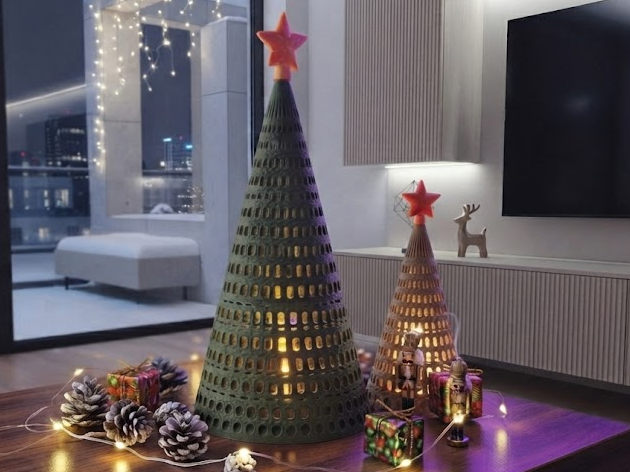 Modern Minimalist Christmas Tree with Light 3D model