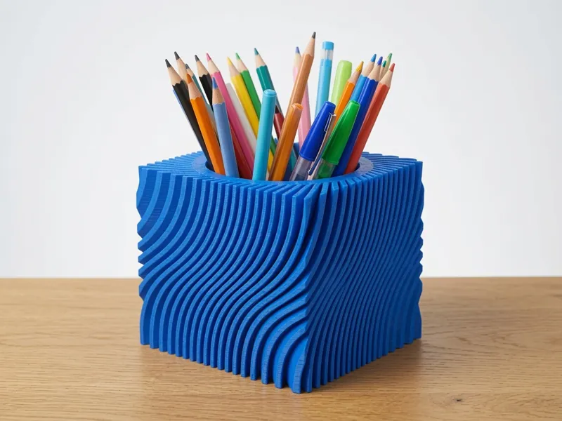 Ribbed Cube Pencil Holder