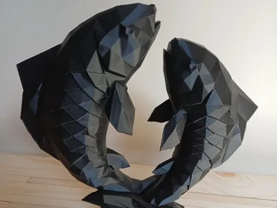 Low Poly Pisces Zodiac Sculpture — 25cm